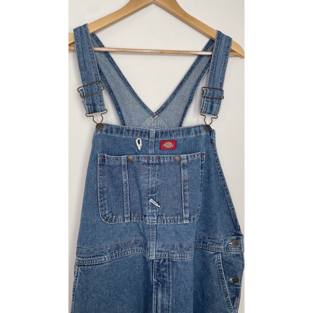 Dickies Bib Overalls Denim Carpenter Workwear Baggy USA Conductor Blue Men 40x32 - Picture 5 of 12